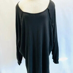 NWT LAUREN CONRAD Women Long Sleeve Pullover Round Neck Black Shirt Plus Size 3X